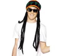 Uomo Rasta Parrucca & Cappello Giamaicano Costume Marley da Smiffys