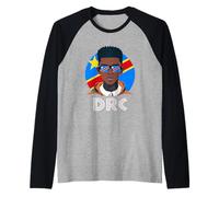 Uomo RDC, Bandiera Congolese, Ragazzo del Congo Repubblica Democratica, Ragazzo Africano, Congolese Maglia con Maniche Raglan
