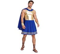 Uomo Re Greco Antico Costumi Di Cesare Abito Costume Da Halloween | Tunica Con Cappa Fluida E Drappeggiata,Costume Dio Greco Antico,Romana Fino Al Ginocchio,Halloween,Fancy Dress,Festa Di