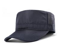 Uomo Rete Piatto Top Cappello Stile Militare Regolabile Traspirante Sun Baseball