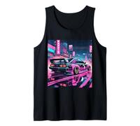Uomo Retro JDM Giapponese Drift Racing Car Tokyo Skyline di Notte Canotta