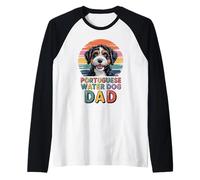 Uomo Retro Portuguese Water Dog Dad Portie Maglia con Maniche Raglan