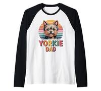 Uomo Retro Yorkie Dad Yorkshire Terrier Terriers Maglia con Maniche Raglan