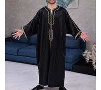 Uomo Righe Jubba Kaftano Dishdash Saudita Arab Mussulmano Vestiti Maxi Robe-New