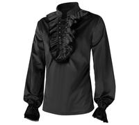 Uomo Rinascimento Velluto Camicia Top Vittoriano Steampunk Gotico Increspatura