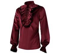 Uomo Rinascimento Velluto Camicia Top Vittoriano Steampunk Gotico Increspatura