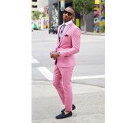 Uomo Rosa Abiti Moda un Pulsante Designer lo Sposo Matrimonio Cena Abito Giacca+