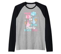 Uomo Rosa o Blu Daddy Loves You Gender Reveal Party Maglia con Maniche Raglan