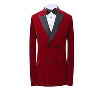 Uomo Rosso Velluto Blazer Giacca DB Designer lo Sposo Nozze Smoking Casual Cena