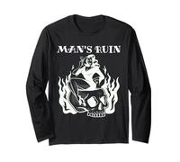 Uomo Ruin Pin Up Devil Woman Tradizionale Tatuaggio Teschio Flash Maglia a Manica
