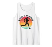 Uomo Running is My Therapy Jogger Running Retro Tramonto Canotta