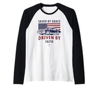 Uomo Saved by Grace, Driven by Faith - Men's Christian Muscle Car Maglia con Maniche Raglan