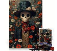 Uomo scheletro tra le rose, puzzle da 1000 pezzi per adulti, gioco per esercitare la mente, rilassante, design da assemblare, regalo stagionale 50x75cm