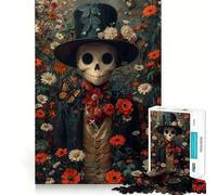 Uomo scheletro tra le rose, puzzle da 1000 pezzi per adulti, gioco per esercitare la mente, rilassante, design da assemblare, regalo stagionale 50x75cm