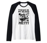 Uomo Scimmia Barba Divertente Tocca la mia Barba dimmi Che Sono Maglia con Maniche Raglan