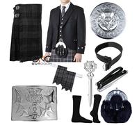 Uomo Scozzese Argyle Giacca 9 Pezzi Kilt Completo Matrimonio Kilt Set