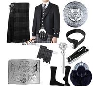 Uomo Scozzese Argyle Giacca 9 Pezzi Kilt Completo Matrimonio Kilt Set