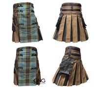 Uomo Scozzese Gotico Kilt Anderson Tartan Anteriore Grembiule Utilità Size 28-62