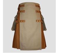 Uomo Scozzese Marrone Utilità Kilt Anteriore Grembiule Cachi Colore È Fatto Con