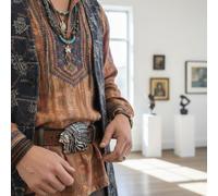 Uomo Scuro Argento Colore Metallo Fibbia Indiano Nativo Americano Viso West Moda