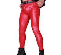 Uomo Simil Latex Opaco Leggings Alto Elastico Pantaloni Slim Skinny Punk BAR