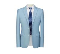 Uomo Slim Fit V-collo monopetto manica lunga giacca colore verde Business Ufficio Festa di nozze, Azzurro chiaro, 4X-Large
