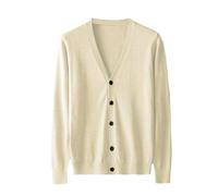 Uomo Slim Girocollo Manica Lunga Stand Up Collare Cerniera Cardigan Casual Base Coat Maglione Leggero Uomo, Beige, XXL