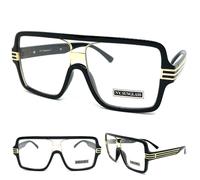 Uomo Sovradimensionato Rétro Hip Hop Rapper Pimp Lenti Trasparenti Occhiali Big