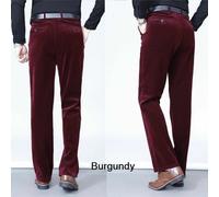 Uomo Spesso Velluto a Coste Corda Pantaloni Gamba Dritta Formali Classico Smart