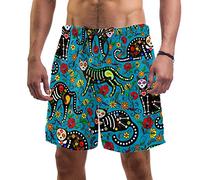 Uomo Spiaggia Pantaloncini Calavera Sugar Skull Nero Gatti Stile Messicano Costume da Bagno Elastico Costume da Bagno Pantaloncini per Uomo Multi S