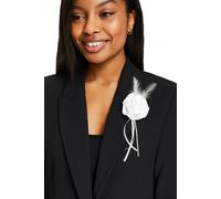 Uomo Spilla da Bavero Bianco Piuma E Perlina Unisex Floreale Bastone Nozze Gift