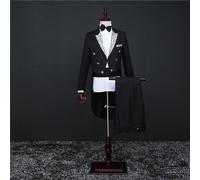 Uomo Stampa Bavero Frac + Pantaloni Set Abiti da Cerimonia Completo Tuxedo
