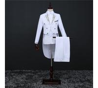 Uomo Stampa Bavero Frac + Pantaloni Set Abiti da Cerimonia Completo Tuxedo