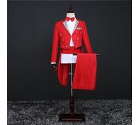 Uomo Stampa Bavero Frac + Pantaloni Set Abiti da Cerimonia Completo Tuxedo