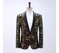 Uomo Stampa Floreale Lustrini Suit Blazer Giacca Festa Matrimonio Cena Slim