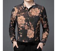Uomo Stampato Camicetta Top Basic Floreale Fiore Camicia Disco Retrò Casual