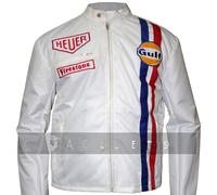 Uomo Steve Mcqueen le Mans Autista Gulf da Corsa Stile Righe IN Cordura Giacca