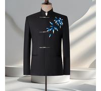 Uomo Stile Cinese Colletto Verticale Suit Host Performance Costume Giacca Blazer