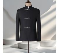 Uomo Stile Cinese Colletto Verticale Suit Host Performance Costume Giacca Blazer