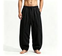 Uomo Stile Cinese Kung Fu Pantaloni Tai Chi Loose Casual a Gamba Larga Rétro