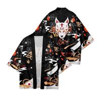 Uomo Stile Etnico Giapponese Kimono Yukata 3/4 Manica Aperta Ant Larga Vintage