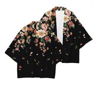 Uomo Stile Giapponese Floreale Kimono Cappotto Yukata Larga Cardigan Aperto Ant
