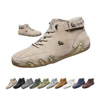 Uomo Stivali Alti in Pelle Scamosciata Fatti a Mano, Beck Scarpe Uomo Impermeabili Antiscivolo Leggere Traspiranti Stivali Uomo for l'escursionismo e la Guida (Color : Cachi, Size : 39 EU)