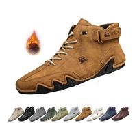 Uomo Stivali Alti in Pelle Scamosciata Fatti a Mano, Beck Scarpe Uomo Impermeabili Antiscivolo Leggere Traspiranti Stivali Uomo for l'escursionismo e la Guida (Color : Brown+Velvet, Size : 42 EU)