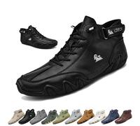 Uomo Stivali Alti in Pelle Scamosciata Fatti a Mano, Beck Scarpe Uomo Impermeabili Antiscivolo Leggere Traspiranti Stivali Uomo for l'escursionismo e la Guida (Color : Nero, Size : 43 EU)