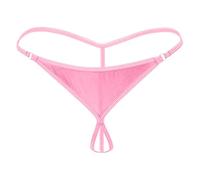 Uomo String Tanga Vita Bassa Seta Ghiaccio Bikini Slip Traspirante T-Back Thong Aperto Front Mutande Uomini Trasparente Intimo Erotico Mutande Gay-Dessous, Colore: rosa., Taglia unica