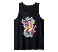 Uomo surreale Che Indica Graffiti Pop Ritratto Arte Grafica Lungo Canotta