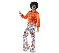 Uomo Svasato Pantaloni Costume 60s 70s Discoteca Retrò Festa Hippie Adulti
