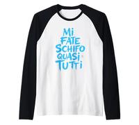 Uomo T Shirt Odio Tutti Uomo - Scritte Divertenti Odio la Gente Maglia con Maniche Raglan