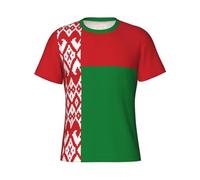 Uomo T-Shirt Personalized Belarus Flag Maglietta Basic Maniche Corte Classica Tshirt per Sport Ufficio Fitness XL